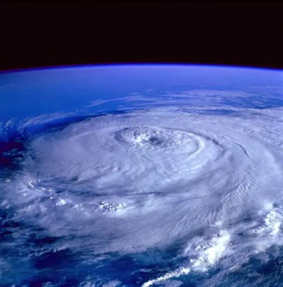 a satellite photo of a hurricane, a major migraine trigger