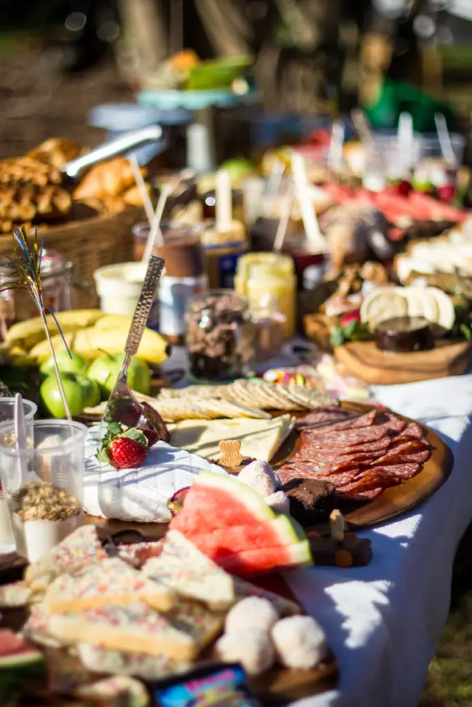 a buffet of assorted foods