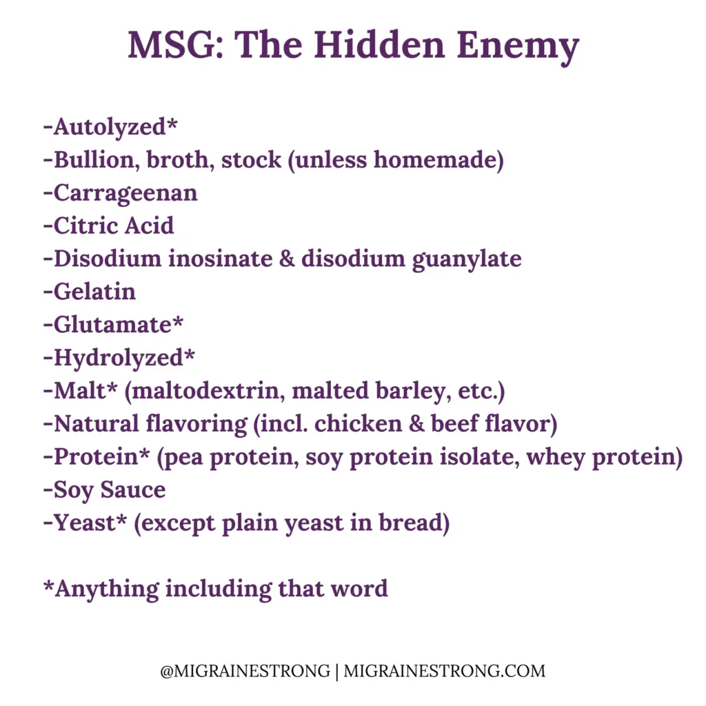 List of foods with MSG to help with the Heal Your Headache diet