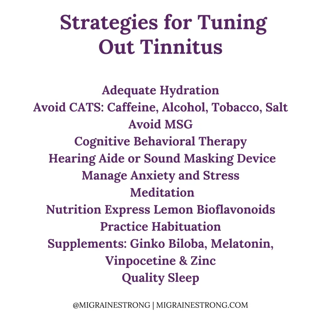 List of strategies for reducing tinnitus to help migraine tinnitus