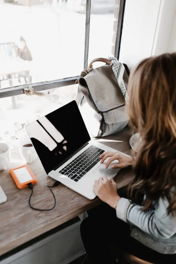 A girl on the computer