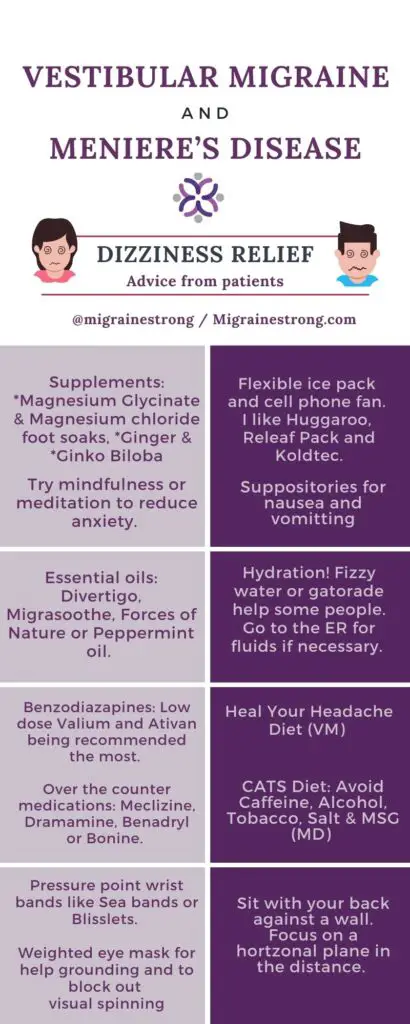 Infographic on natural dizziness remedies and tips from vestibular patients.