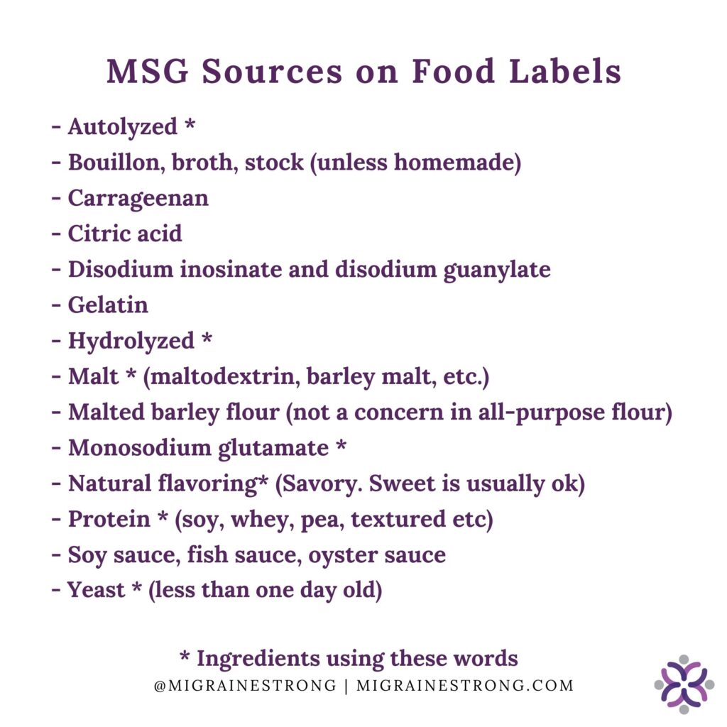 MSG sources that may trigger msg headache