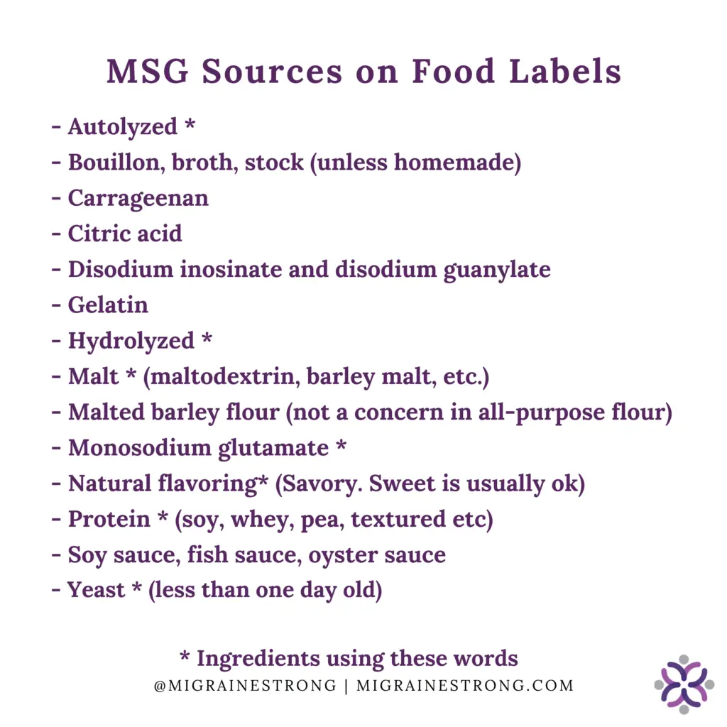 MSG sources on food labels list