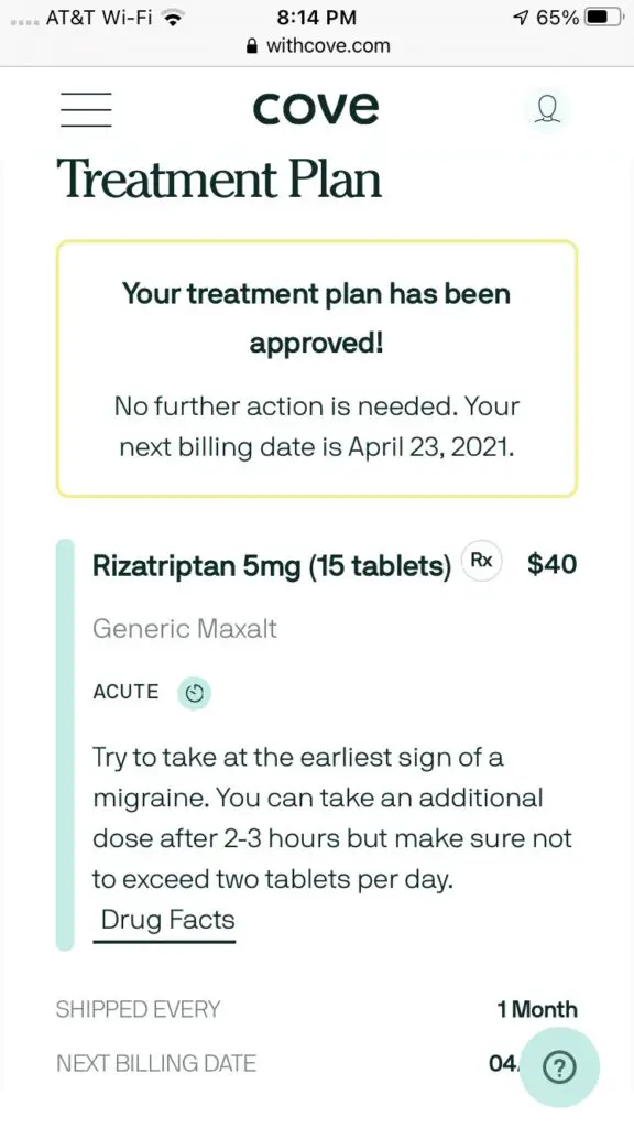 Cove Review - treatment plan