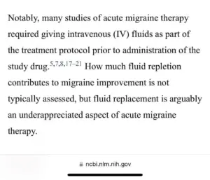 Quote from expert doctor that increased water helps headache and migraine